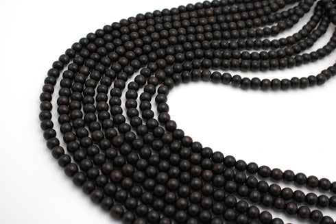 Black Ebony Wood Beads, 8mm, Round